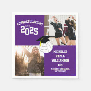 Serviette En Papier Volleyball Graduation Sports Purple