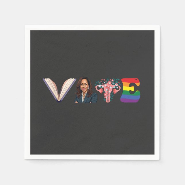 Serviette En Papier VOTE Books Uterus LGBT Kamala Harris Walz Election (Devant)