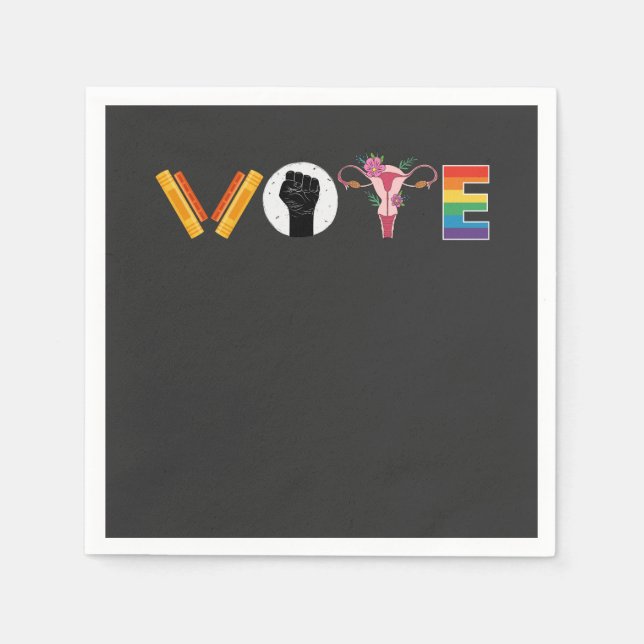 Serviette En Papier VOTE Books Uterus LGBT Support (Devant)