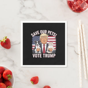 Serviette En Papier Votez Trump Sauvez Nos Animaux Chats Chiens 2024 E