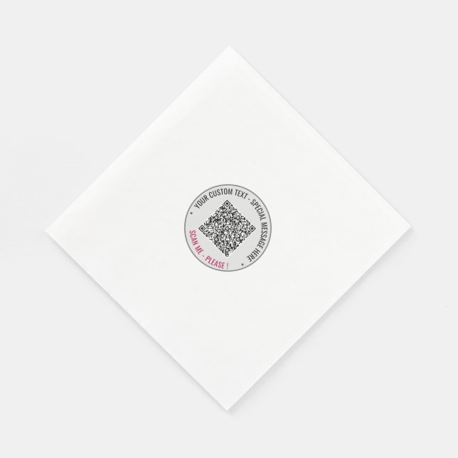 Serviette En Papier Votre code QR Texte personnalisé et couleurs servi (Coin)