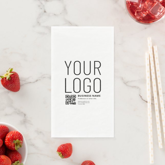 Serviette En Papier Votre logo avec code QR et texte modifiables (En situation)