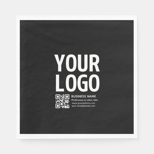 Serviette En Papier Votre logo avec code QR et texte modifiables  (Devant)