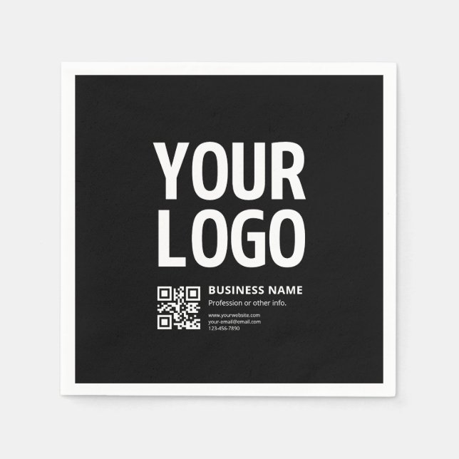 Serviette En Papier Votre logo avec QR code et texte modifiables (Devant)