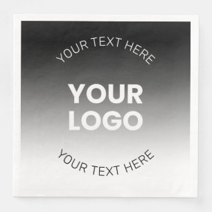 Serviette En Papier Votre logo Dégradé noir et blanc moderne éditabl