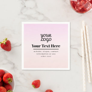 Serviette En Papier Votre logo et texte   Ombré rose et pêche