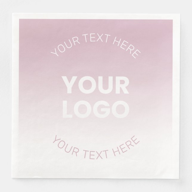 Serviette En Papier Votre logo | Moderne Dusty Rose & Blanc Ombre (Devant)