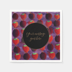 Serviette En Papier Votre Message Fraises et Prunes Fruit Rouge