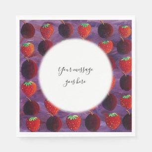 Serviette En Papier Votre message Fraises et prunes Fruits rouges