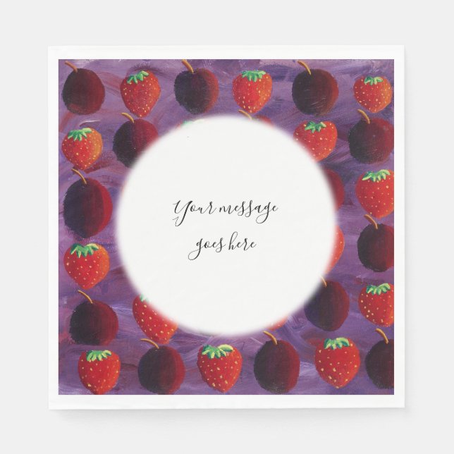 Serviette En Papier Votre message Fraises et prunes Fruits rouges (Devant)