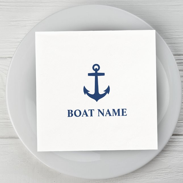 Serviette En Papier Votre nom de bateau Ancre bleue (Créateur téléchargé)