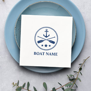 Serviette En Papier Votre nom de bateau Ancre Oars & Stars Marine Blue