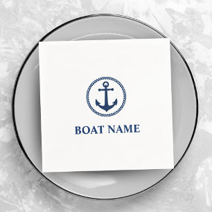 Serviette En Papier Votre nom de bateau Blue Sea Ancre
