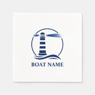 Serviette En Papier Votre nom de bateau Classic Lighthouse Navy Blue
