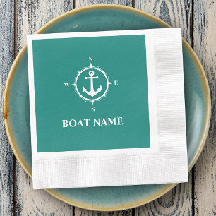 Serviette En Papier Votre nom de bateau Compass Ancre Cocktail