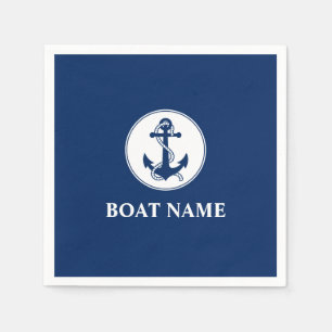 Serviette En Papier Votre nom de bateau Corde et Ancre Bleu