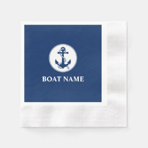 Serviette En Papier Votre nom de bateau Rope & Ancre Blue Cocktail