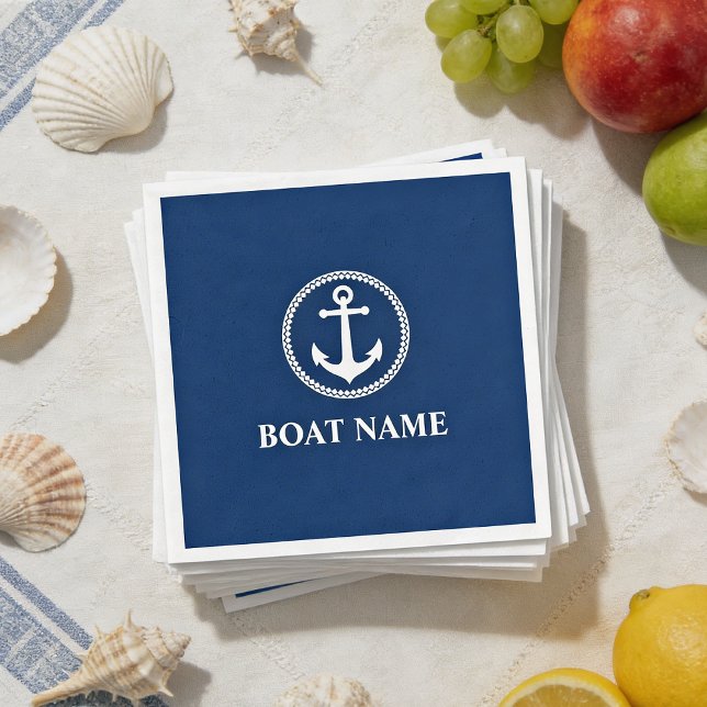 Serviette En Papier Votre nom de bateau Sea Ancre Blue (Créateur téléchargé)