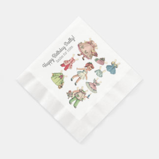 Serviette En Papier Votre nom et message Poupée Vintage Papier Napkin