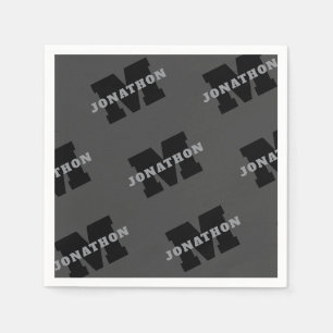 Serviette En Papier Votre nom ou nom d'entreprise Gris Masculin Mode