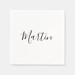 Serviette En Papier Votre nom   Script élégant