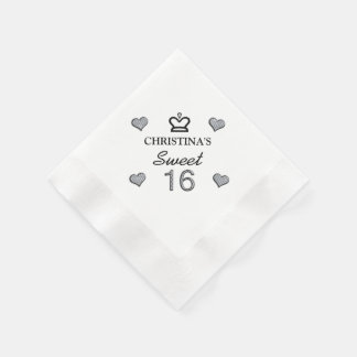 Serviette En Papier Votre Nom Sweet sixteen En Diamants