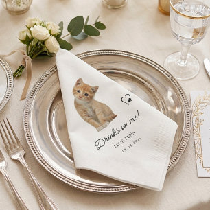 Serviette En Papier Votre photo de chat personnalisée pour mariage