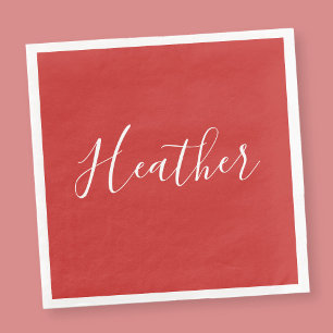 Serviette En Papier Votre script blanc personnalisé en rouge