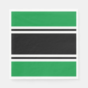 Serviette En Papier VOTRE TEXTE Black White Racing Stripes Sur Vert