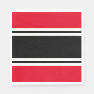Serviette En Papier VOTRE TEXTE Fun Black White Racing Stripes Sur Red