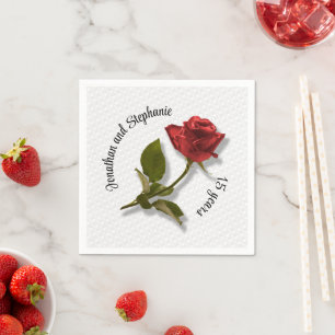 Serviette En Papier Votre Texte - Une Rose Rouge - Photographie Floral