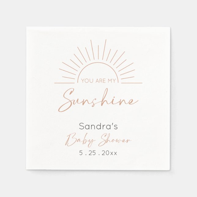 Serviette En Papier Vous Êtes Mon Sunshine Boho Baby shower Moderne (Devant)