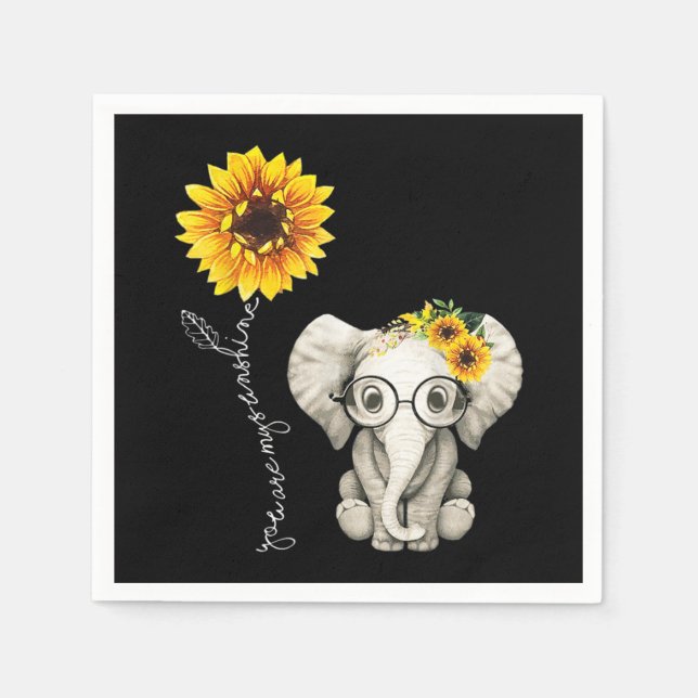 Serviette En Papier Vous Êtes Mon Sunshine Hippie Sunflower Elephant (Devant)