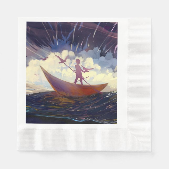 Serviette En Papier « Voyage à travers la tempête Papier serviette » (Devant)