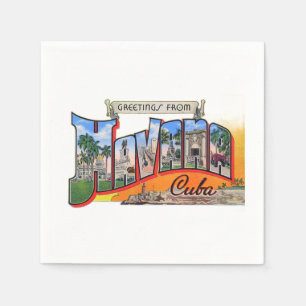 Serviette En Papier Voyage Cuba vintage - Salutations de La Havane