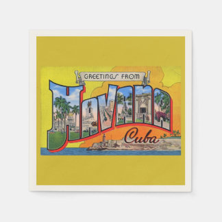 Serviette En Papier Voyage Cuba vintage - Salutations de La Havane