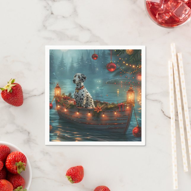Serviette En Papier Voyage de fête de Noël dalmate (En situation)