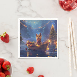 Serviette En Papier Voyage de fête de Noël du Terrier Australien