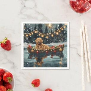 Serviette En Papier Voyage de Noël festif Golden Retriever