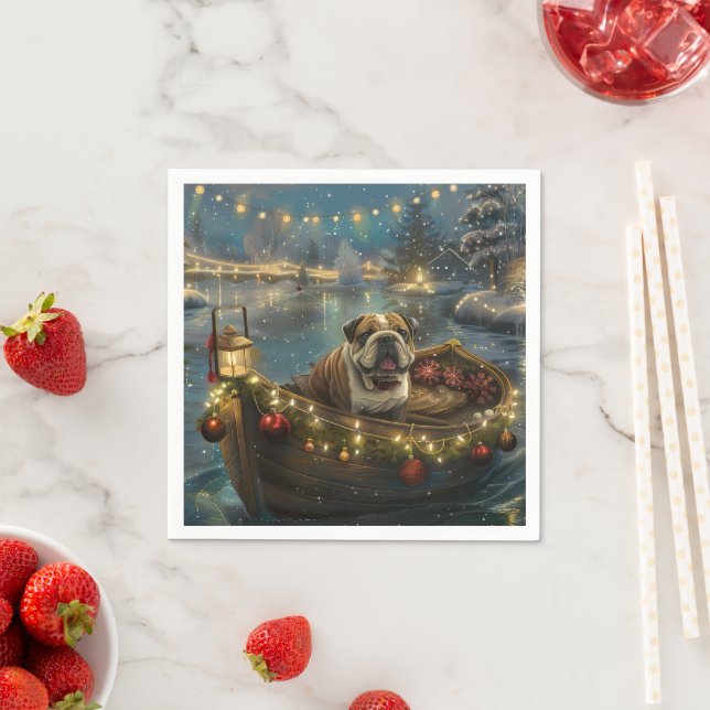 Serviette En Papier Voyage du festival de Noël de Bulldog (En situation)