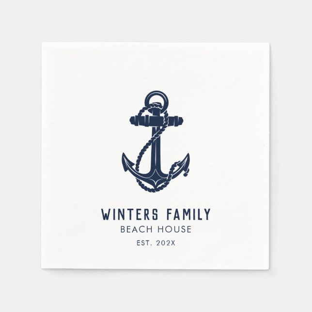 Serviette En Papier Voyage en bateau de famille nautique sur mesure An (Devant)