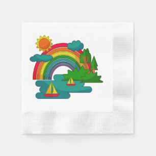 Serviette En Papier Voyage en bateau sous les nuages du soleil et l'ar