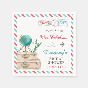 Serviette En Papier Voyage vers Mme Airline Chic Enterrement de Vie de