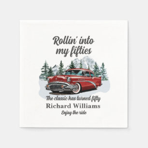Serviette En Papier Voyage Voiture Rétro Classique 50e Anniversaire