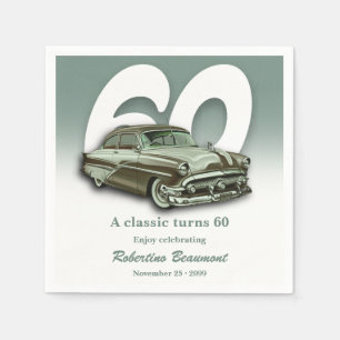 Serviette En Papier Voyage Voiture Verte Classique Fête ses 60 Ans