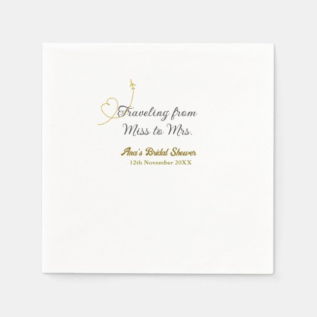 Serviette En Papier Voyager de Miss à Mme nuptiale douche ajouter le n (Devant)