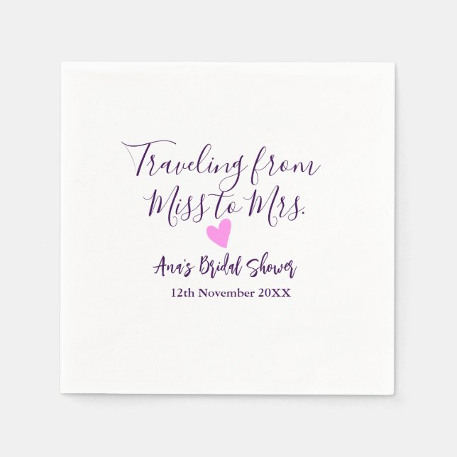 Serviette En Papier Voyager douche nuptiale ajouter nom date de manque (Devant)