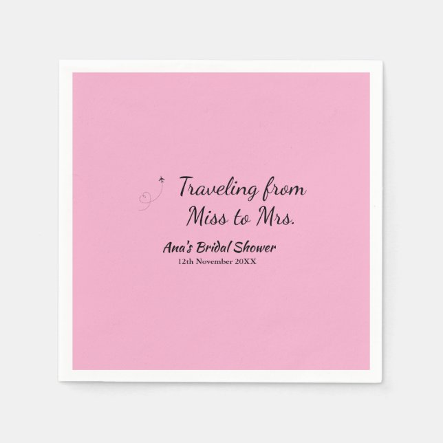 Serviette En Papier Voyager douche nuptiale ajouter nom date de manque (Devant)