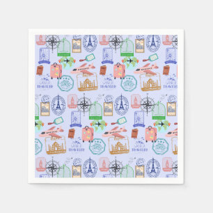 Serviette En Papier Voyageur du monde mignon Collage