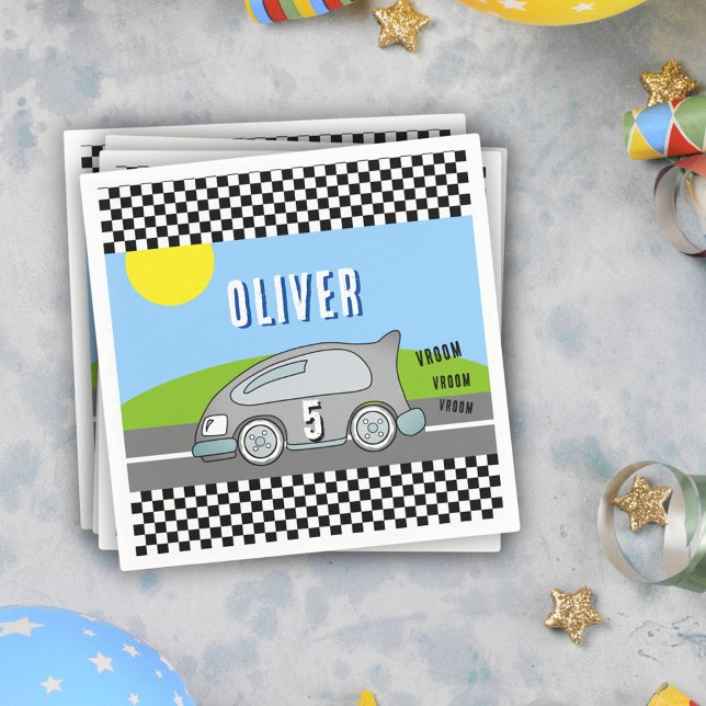 Serviette En Papier Vroom Vroom Racing Voiture Road Boy Fête d'anniver (Créateur téléchargé)